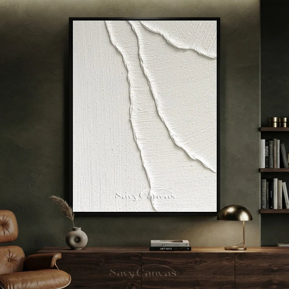 Abstract White Sand Waves Art | Coastal Minimalist Decor #AA 017