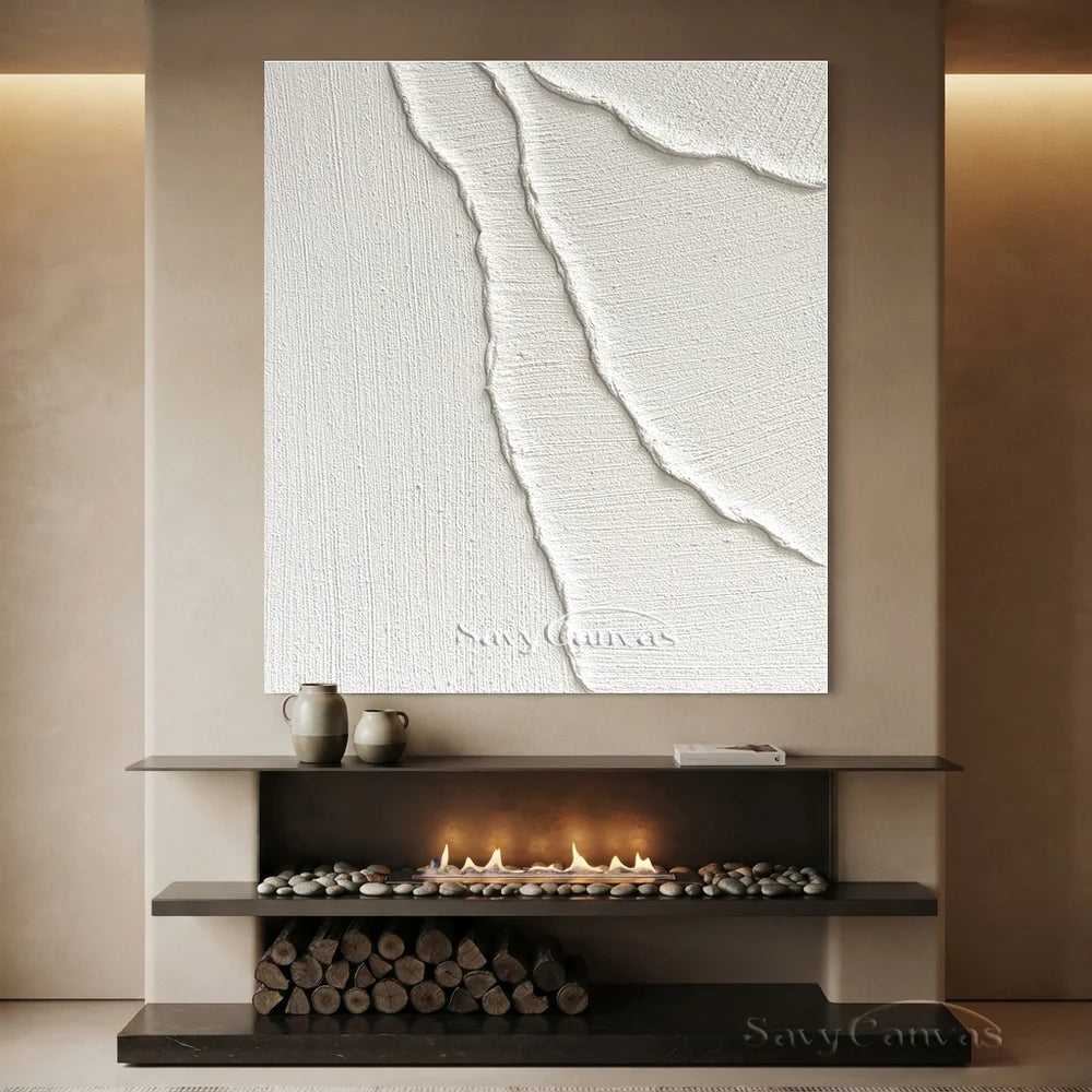 Abstract White Sand Waves Art | Coastal Minimalist Decor #AA 017