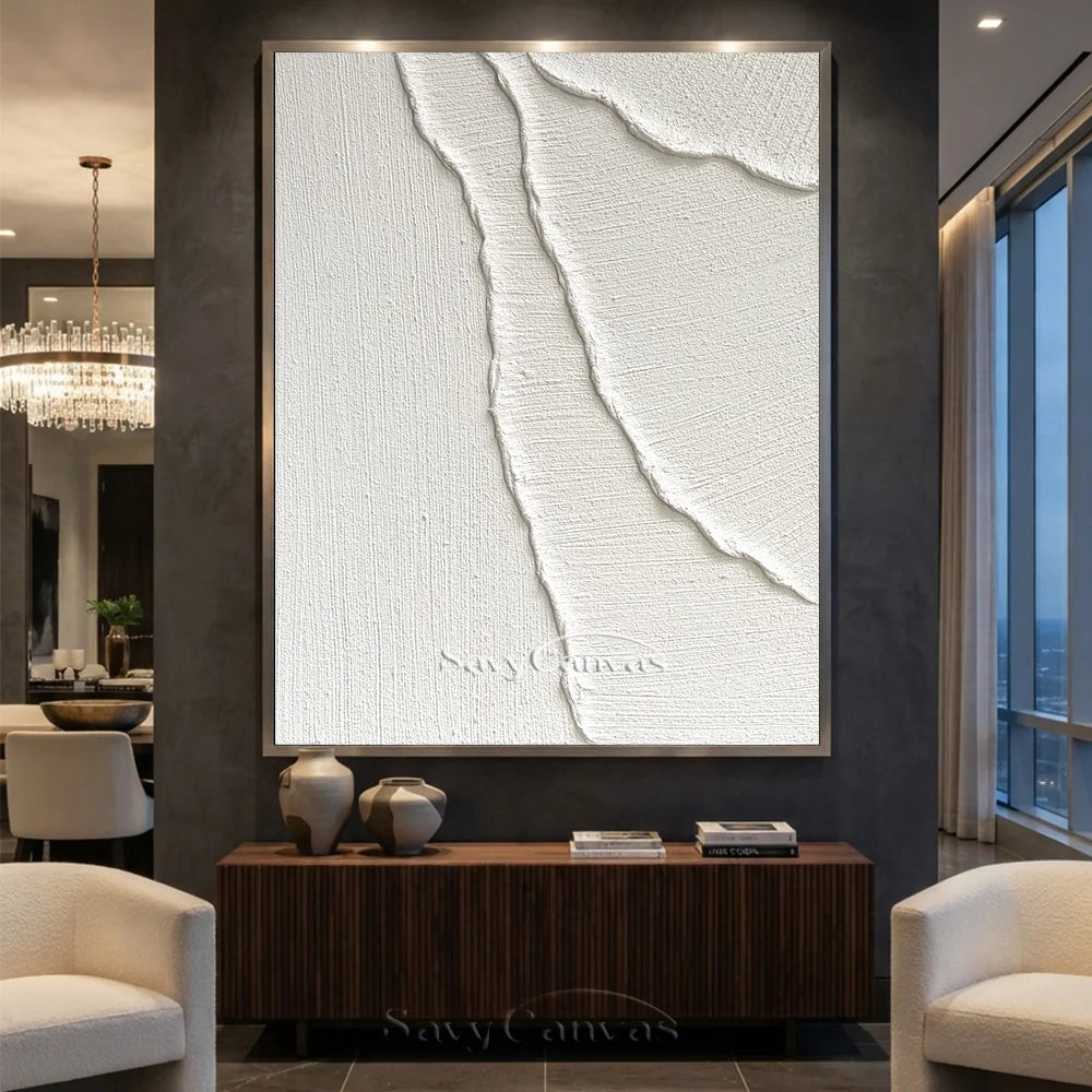 Abstract White Sand Waves Art | Coastal Minimalist Decor #AA 017
