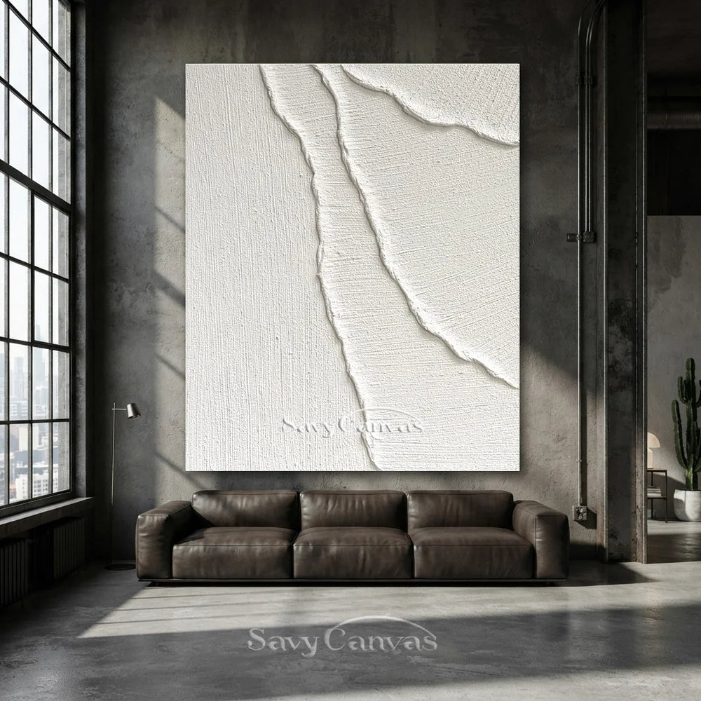 Abstract White Sand Waves Art | Coastal Minimalist Decor #AA 017