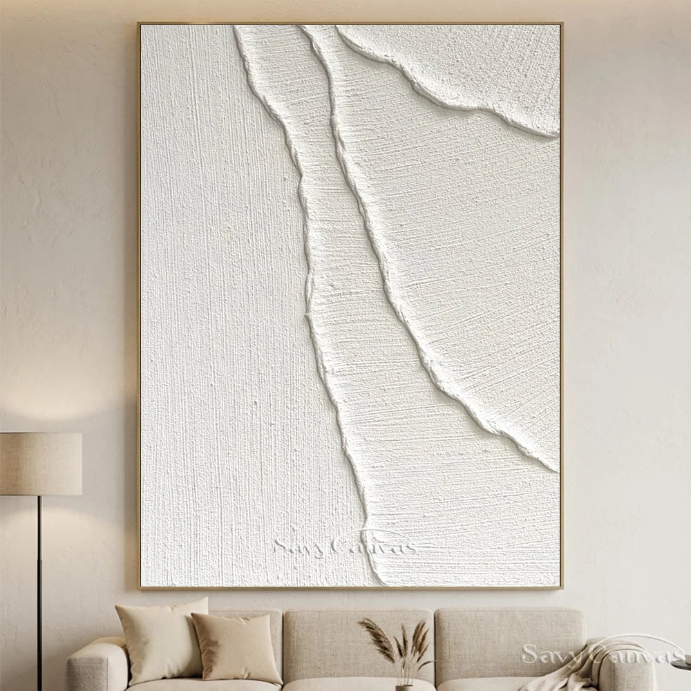 Abstract White Sand Waves Art | Coastal Minimalist Decor #AA 017