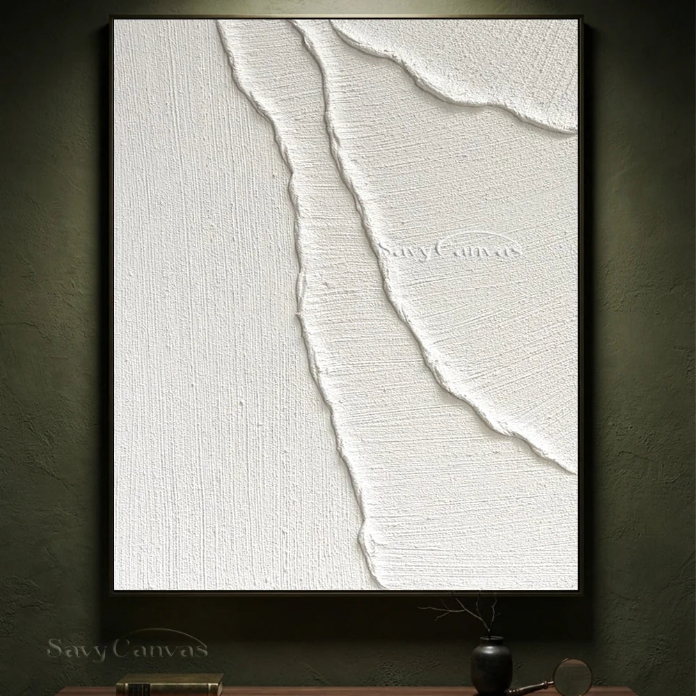Abstract White Sand Waves Art | Coastal Minimalist Decor #AA 017