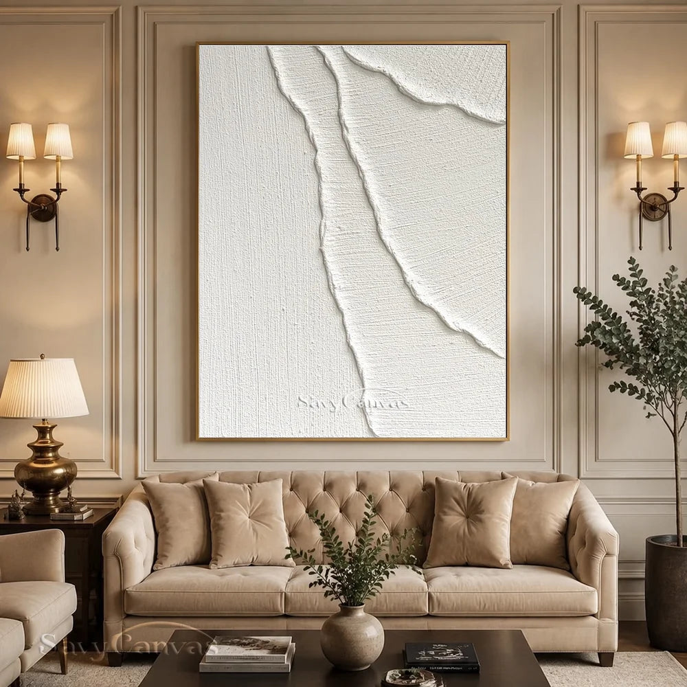 Abstract White Sand Waves Art | Coastal Minimalist Decor #AA 017
