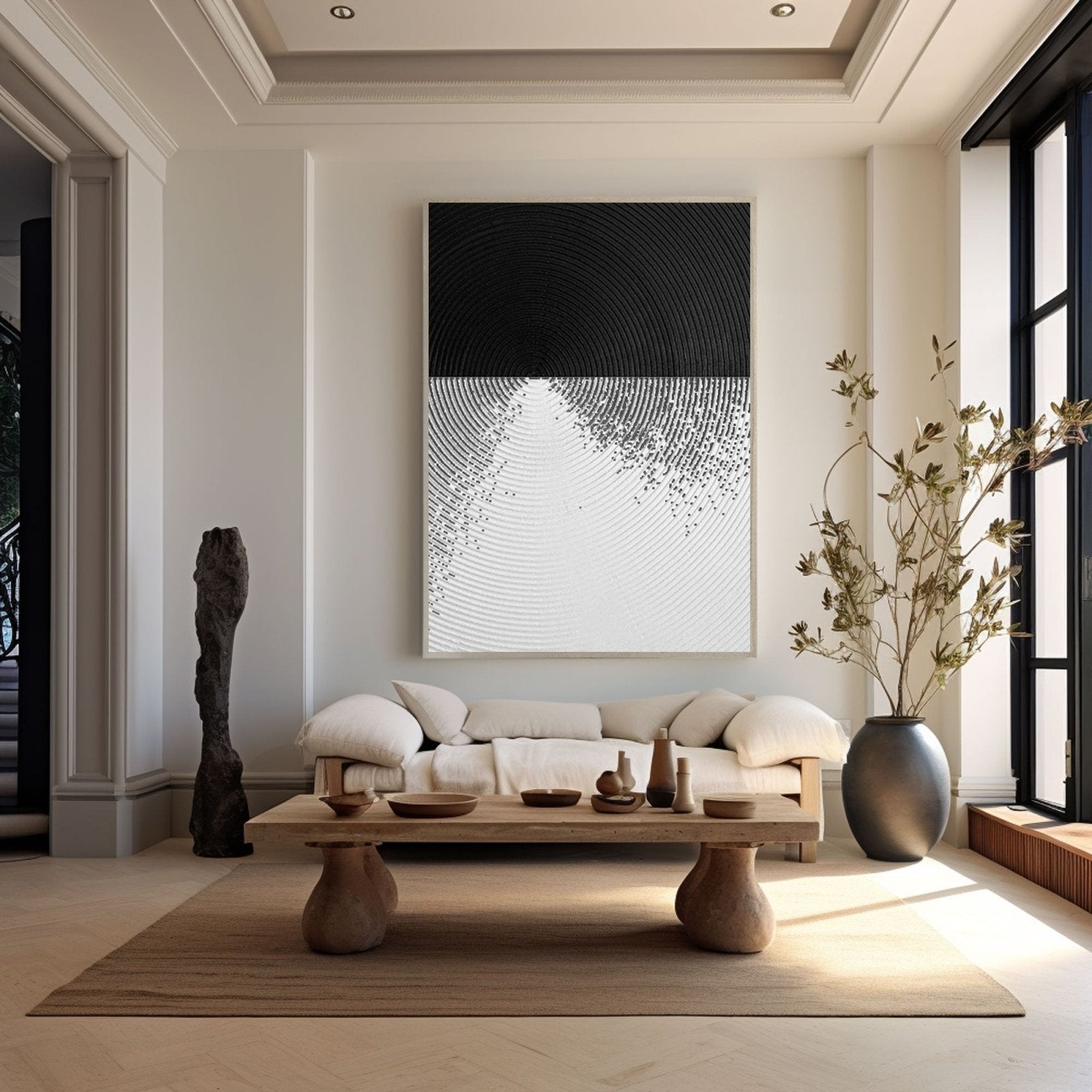Textured Abstract Black White Art for Modern Decor # TC 151