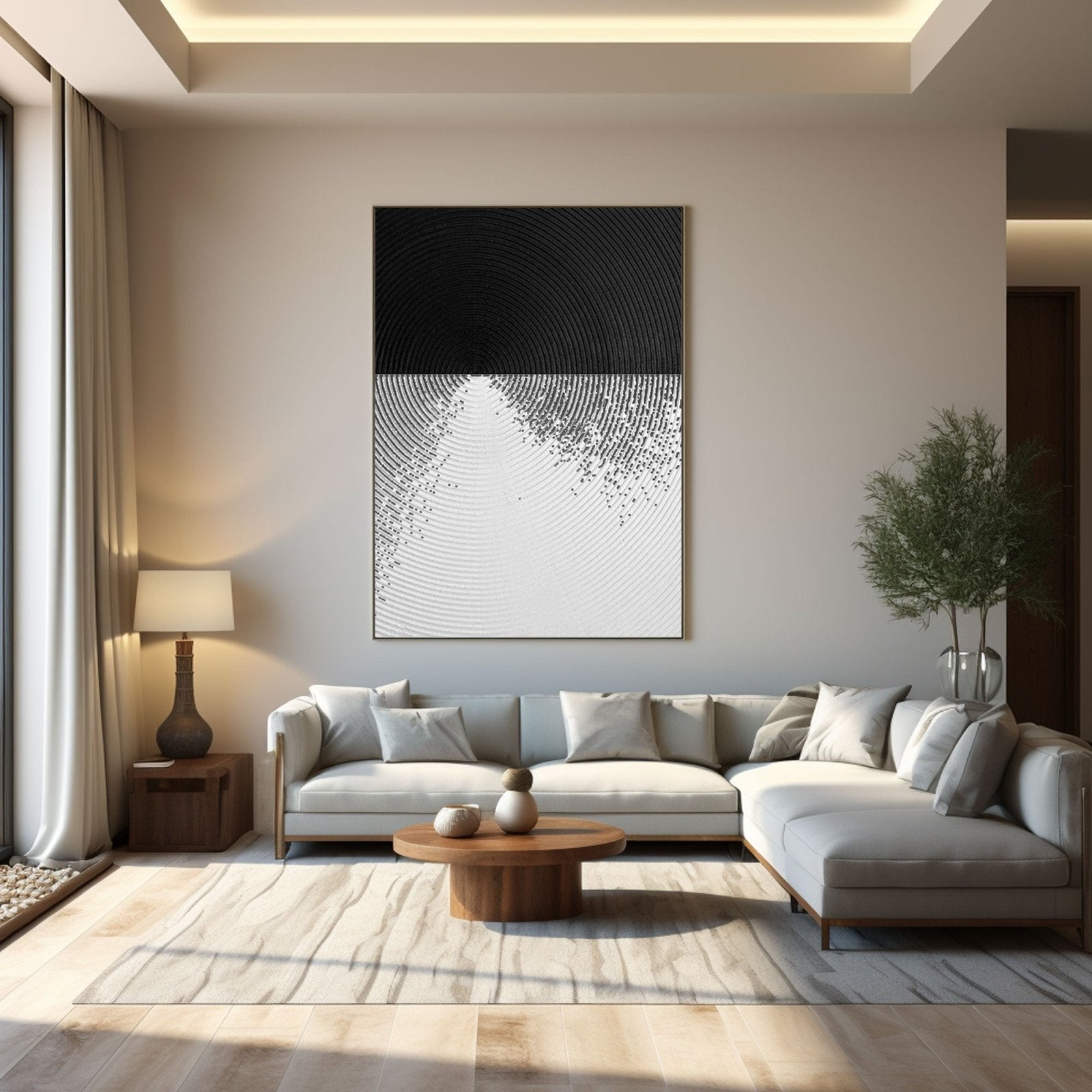 Modern Black White Wall Art Oil