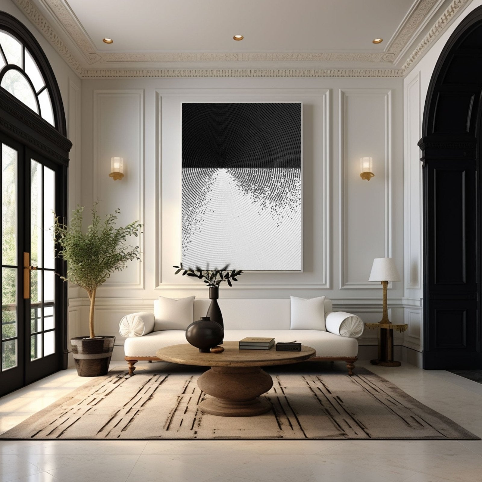 Textured Abstract Black White Art for Modern Decor # TC 151
