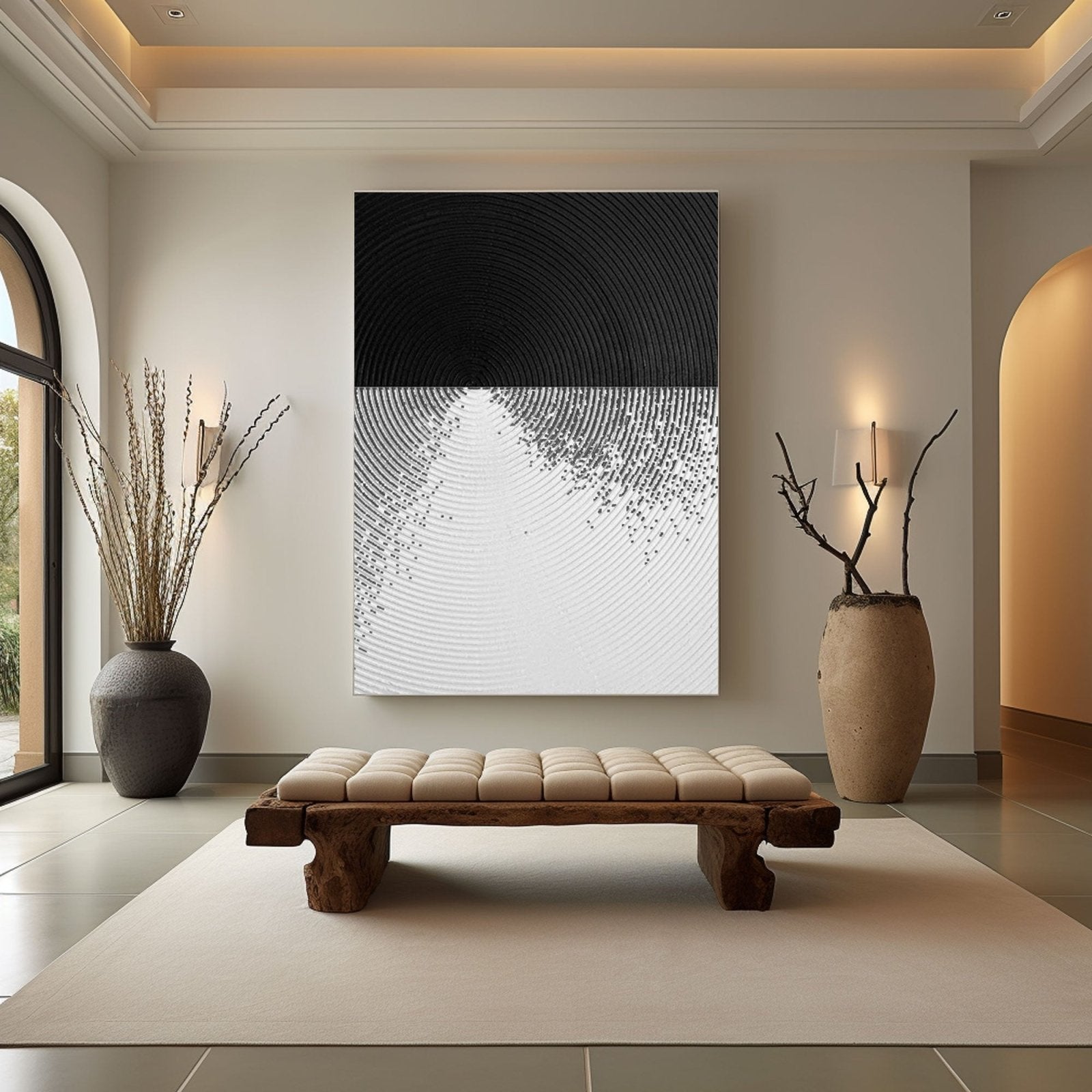 Textured Abstract Black White Art for Modern Decor # TC 151