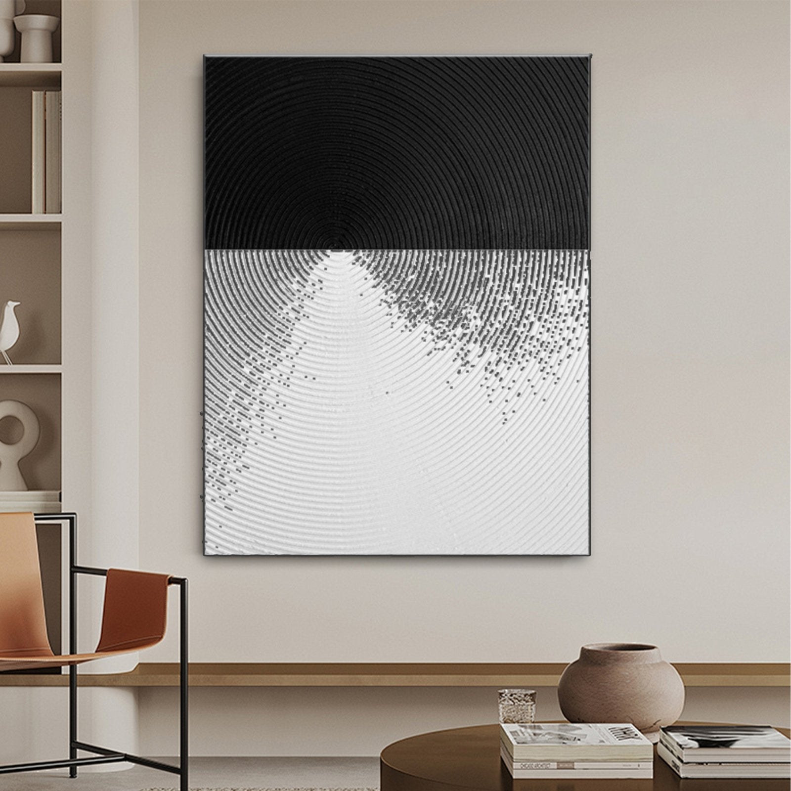 Textured Abstract Black White Art for Modern Decor # TC 151