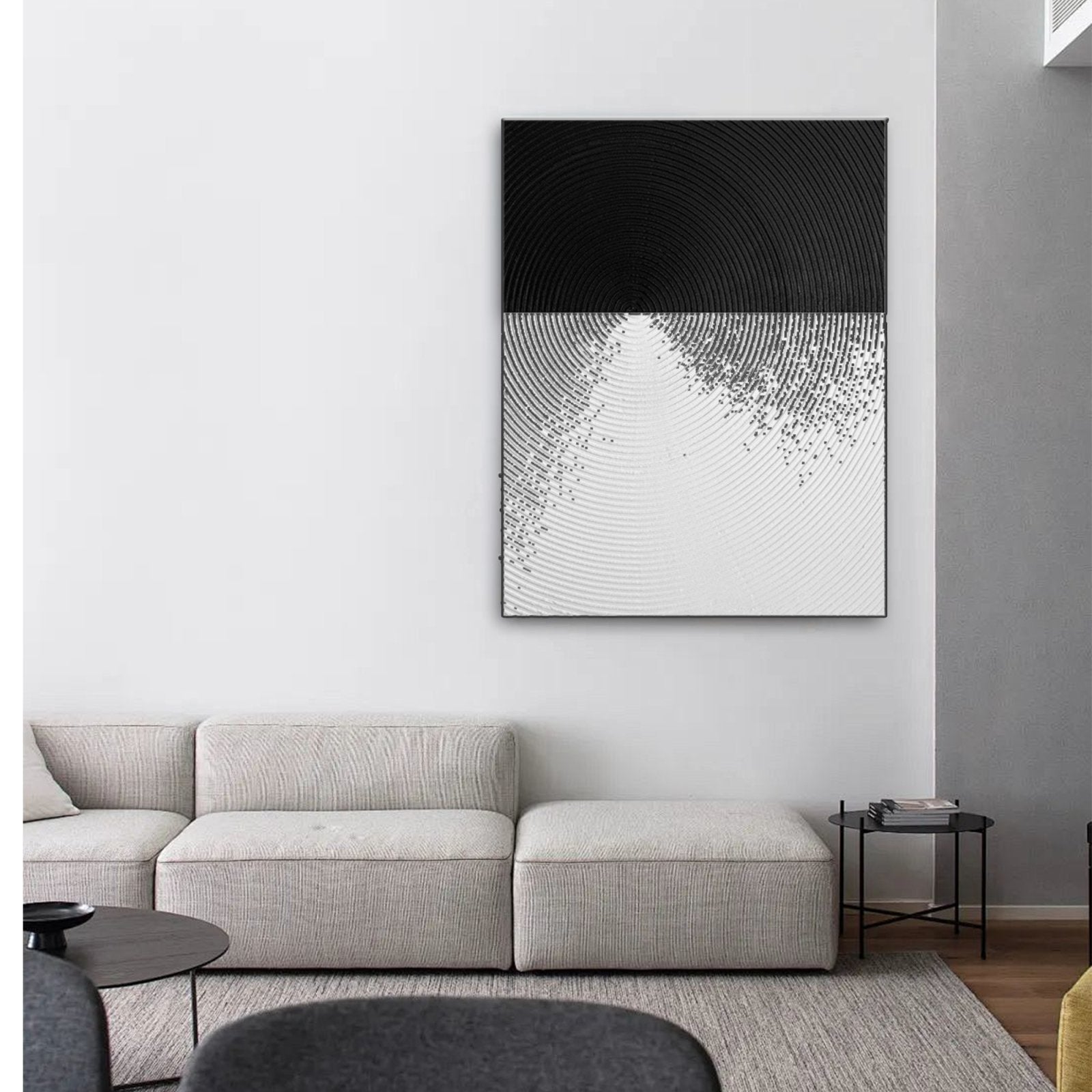Textured Abstract Black White Art for Modern Decor # TC 151