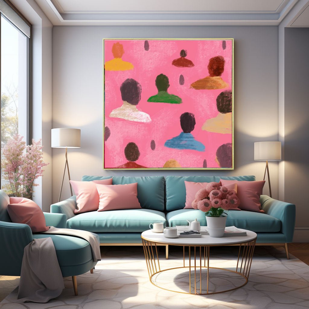 Hot Pink Abstract Canvas Wall Art | Dopamine Decor Print #AA 420