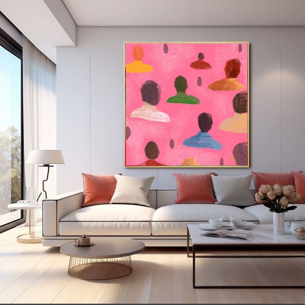 Hot Pink Abstract Canvas Wall Art | Dopamine Decor Print #AA 420