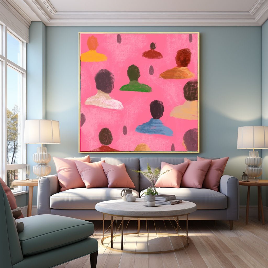 Hot Pink Abstract Canvas Wall Art | Dopamine Decor Print #AA 420