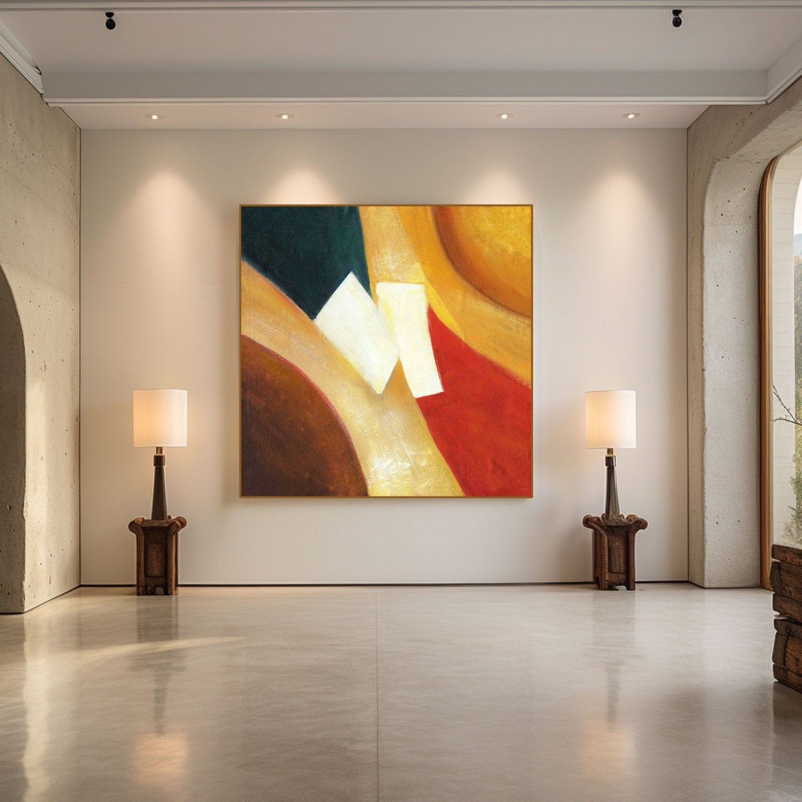 Modern Abstract Decor | Warm Tone Oil Painting