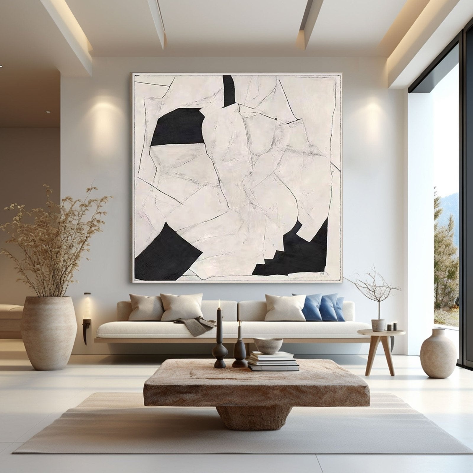 Geometric Abstract Art Painting - Monochrome #TC 154