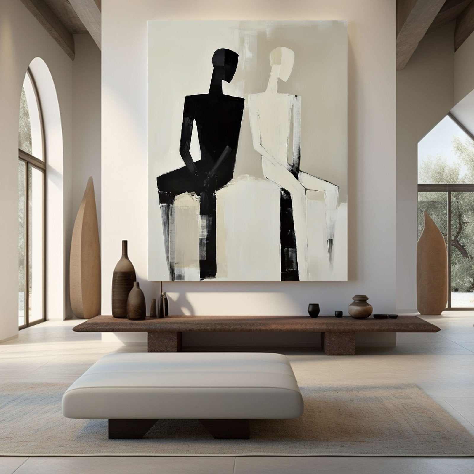 Abstract Painting of Duality | Black & White Figure Art