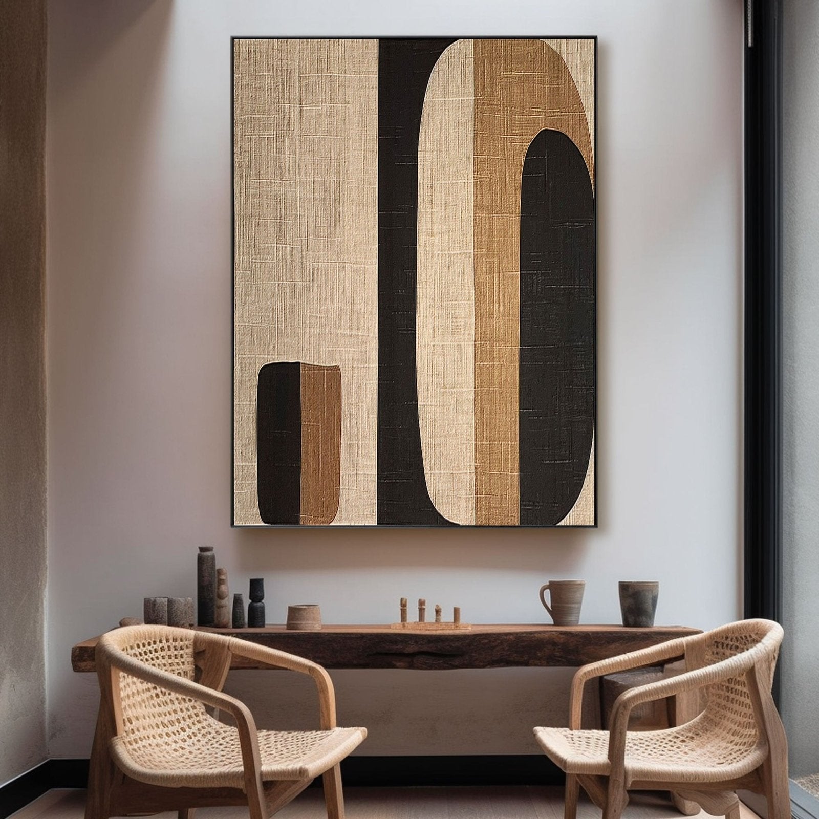 Modern Striped Abstract Art Handmade Oil