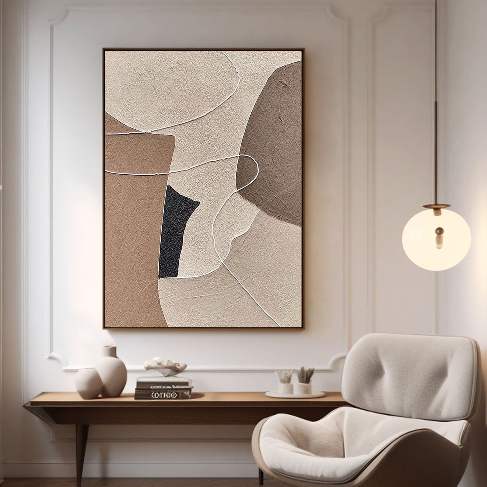 Textured Abstract Art Canvas - Brown & Beige Original Painting