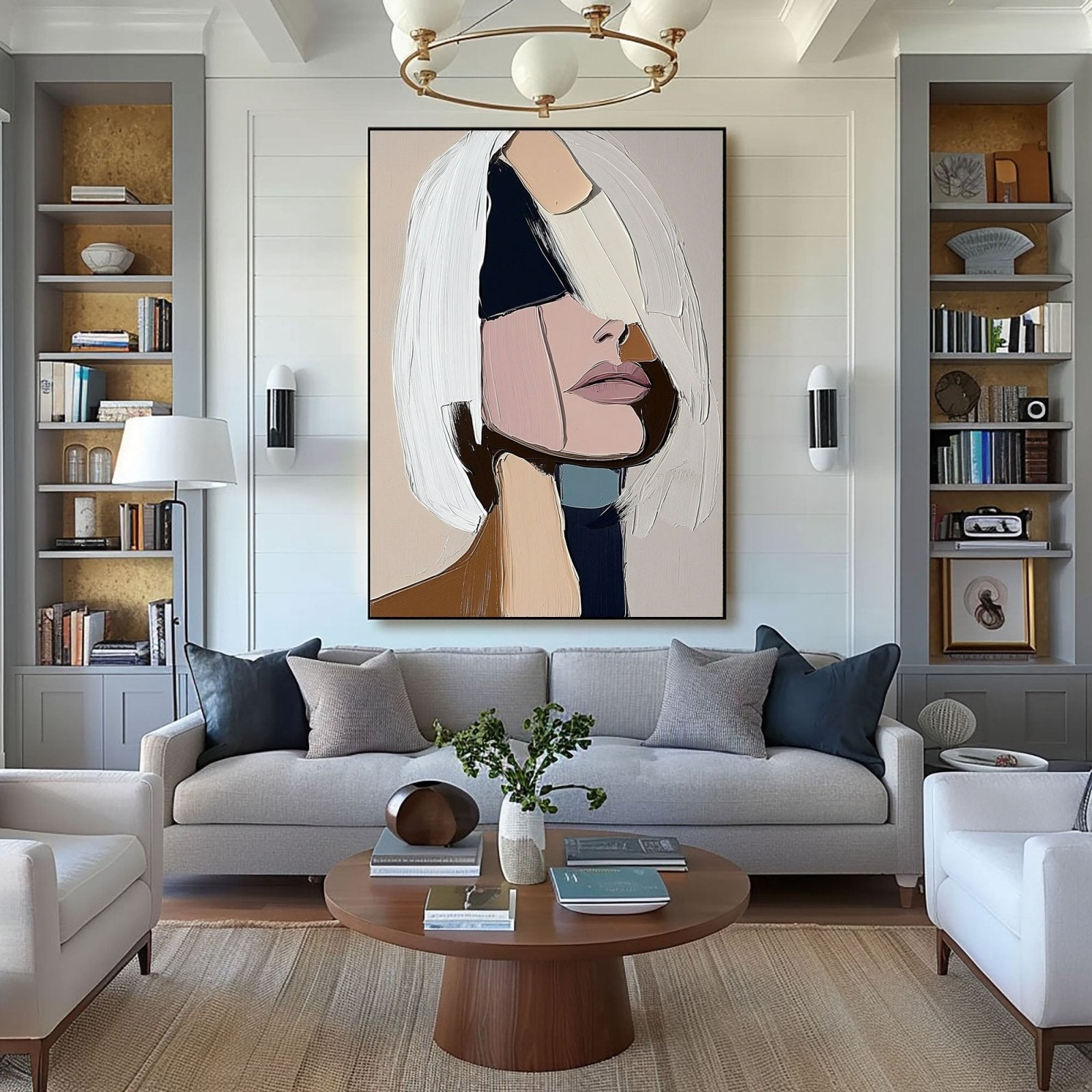 Abstract Geometric Woman Portrait | Modern Face Canvas #AA 462