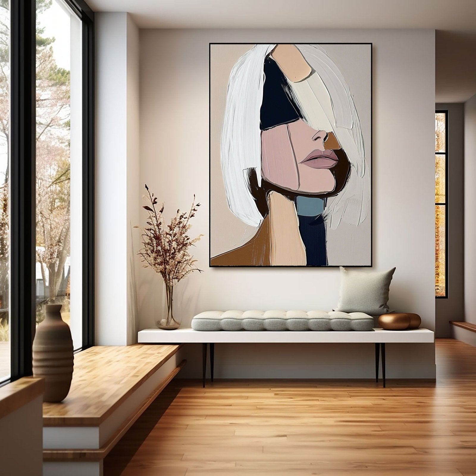 Abstract Geometric Woman Portrait | Modern Face Canvas #AA 462