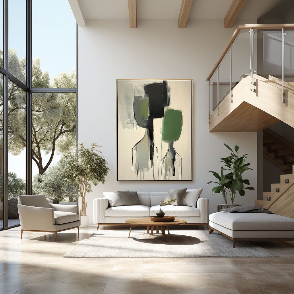 Green and Beige Abstract Canvas Art | Nature Inspired Wall Decor #AA 435