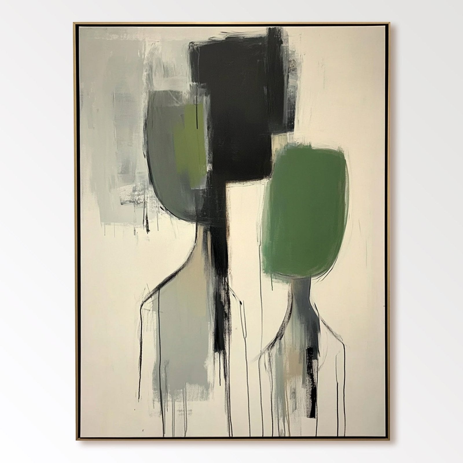 Green and Beige Abstract Canvas Art | Nature Inspired Wall Decor #AA 435