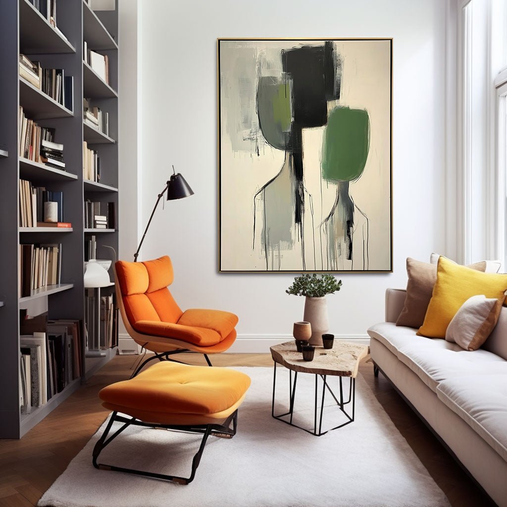 Green and Beige Abstract Canvas Art | Nature Inspired Wall Decor #AA 435