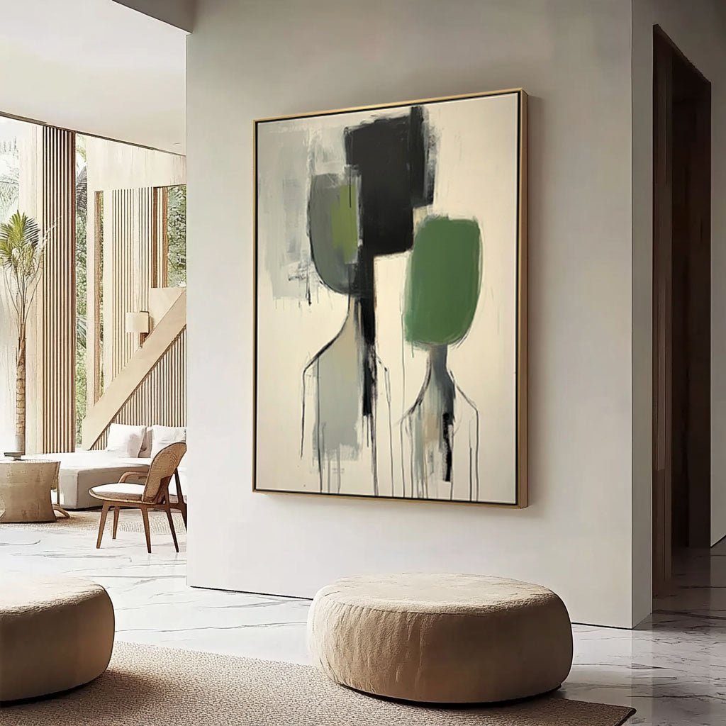 Green and Beige Abstract Canvas Art | Nature Inspired Wall Decor #AA 435