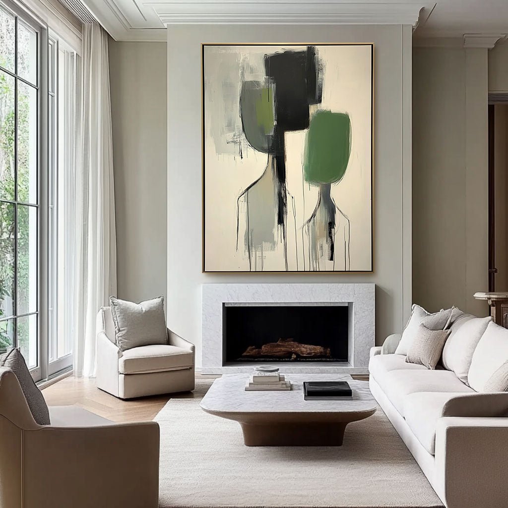 Green and Beige Abstract Canvas Art | Nature Inspired Wall Decor #AA 435