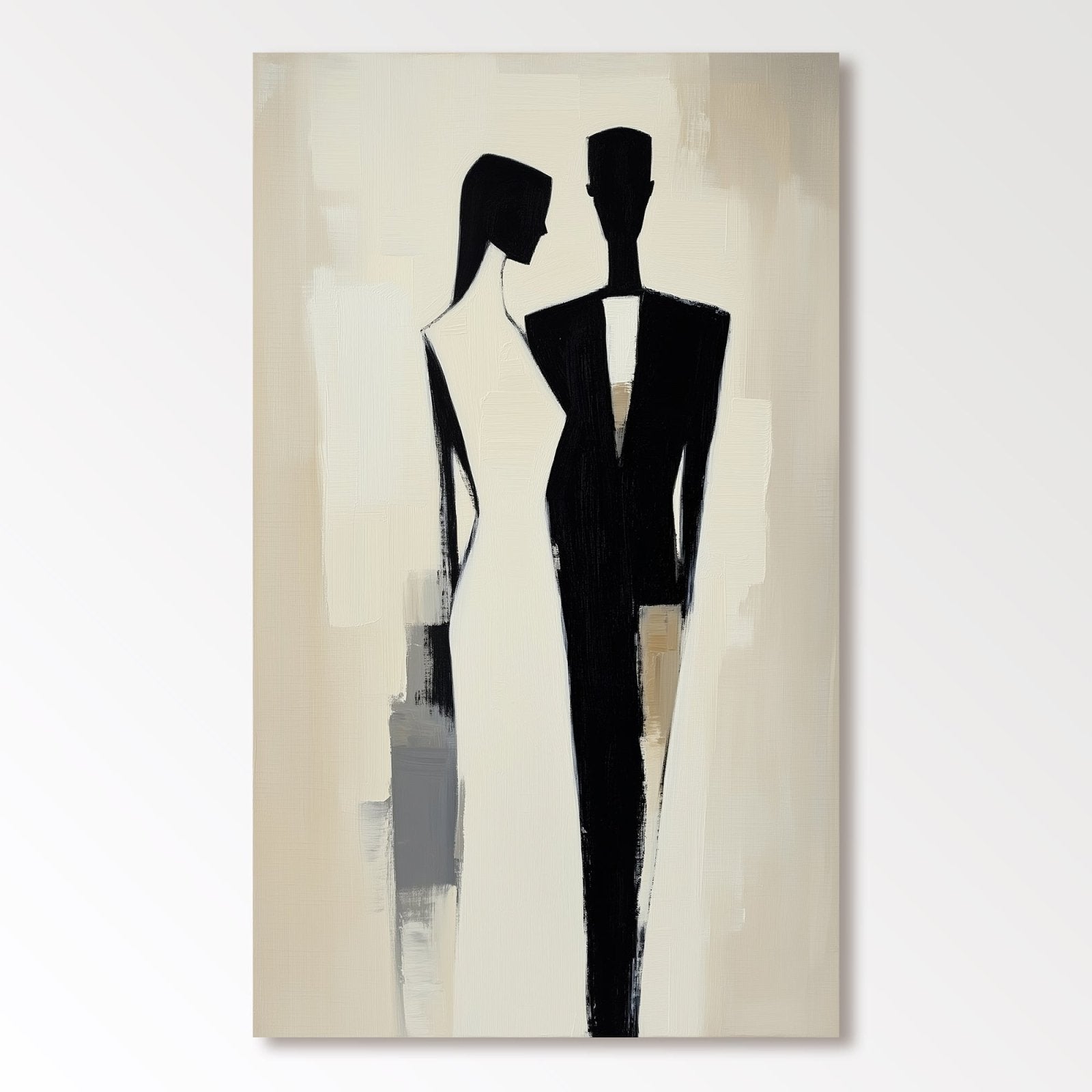 Minimalist Couple Painting | Black & White Figurative Art #AA 469