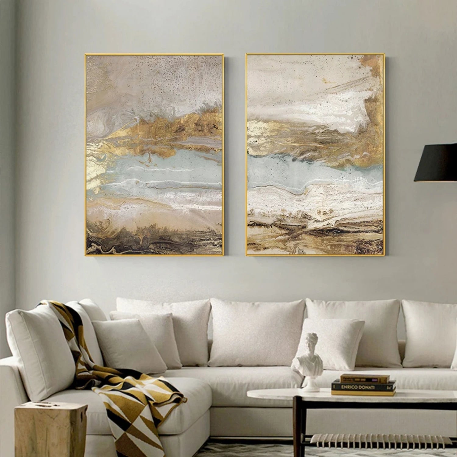 Gold & White Abstract Flow Art | Modern Landscape #TB 122