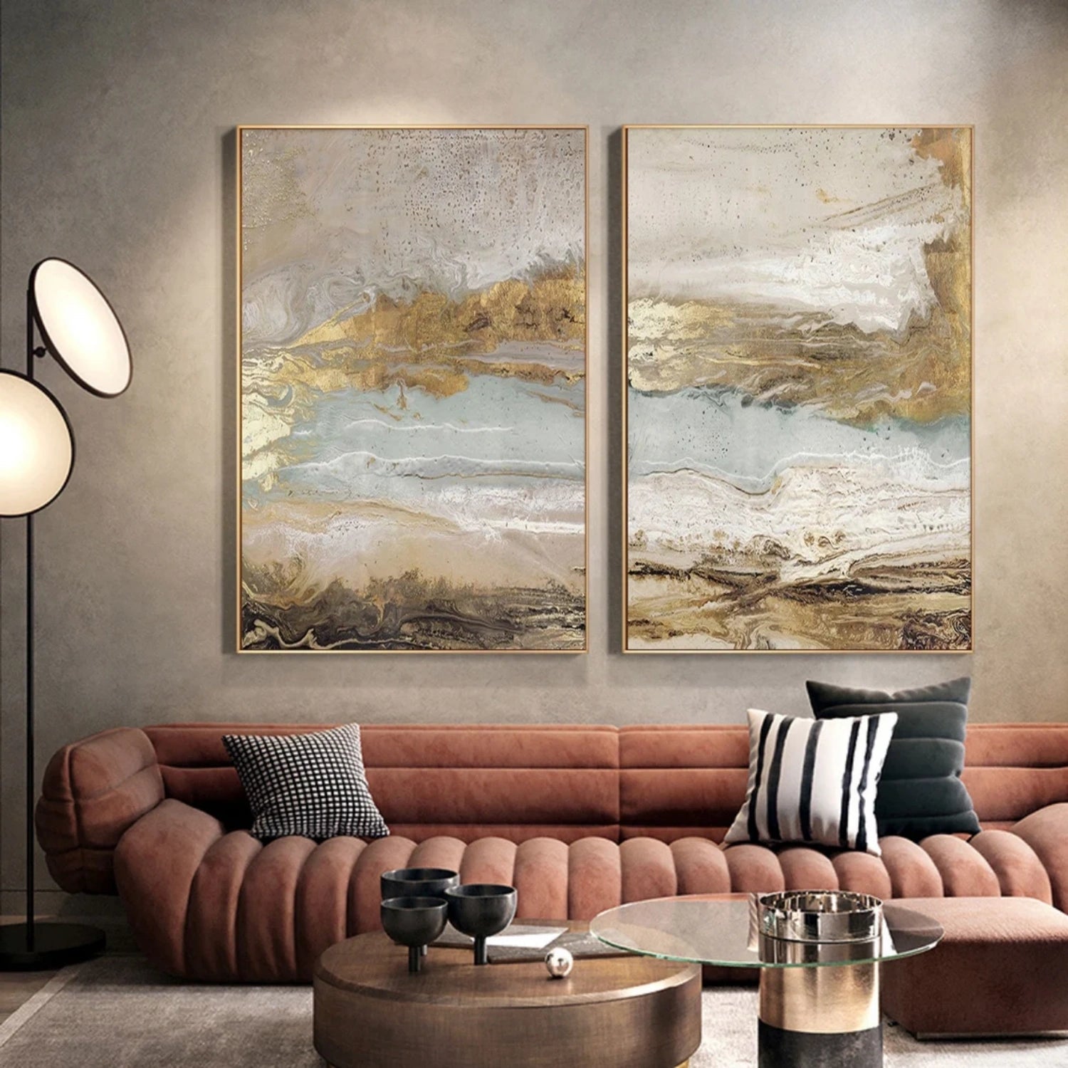 Gold & White Abstract Flow Art | Modern Landscape #TB 122
