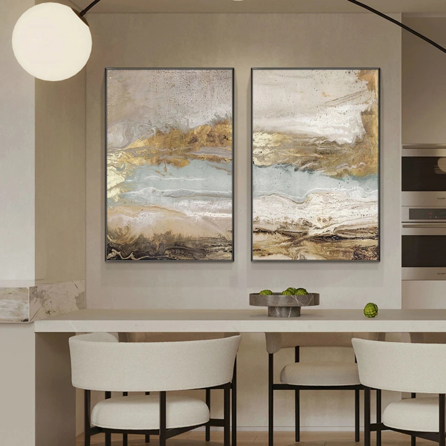 Gold & White Abstract Flow Art | Modern Landscape #TB 122