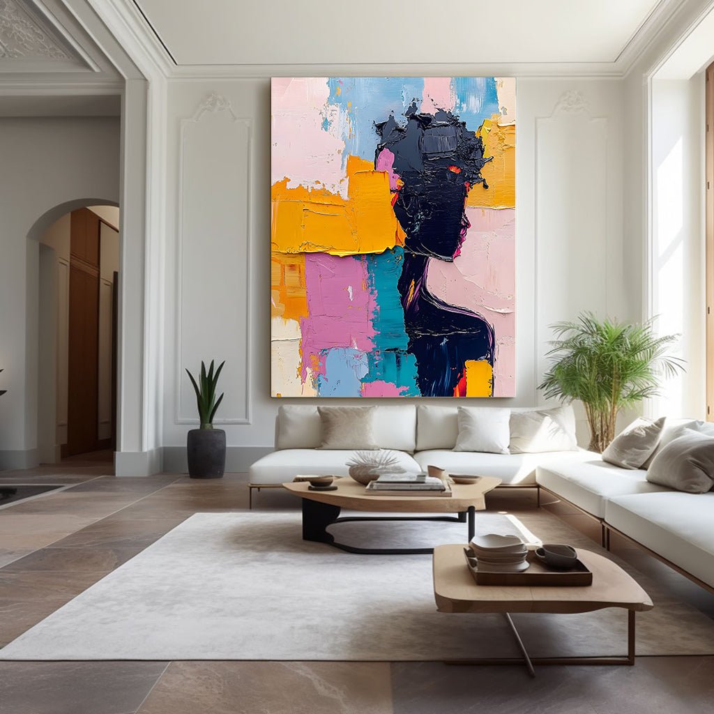 Vibrant Pink and Yellow Abstract Canvas | Colorful Wall Art #AA 453