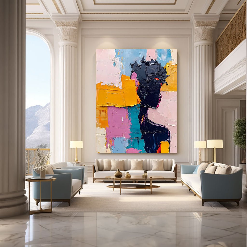 Vibrant Pink and Yellow Abstract Canvas | Colorful Wall Art #AA 453