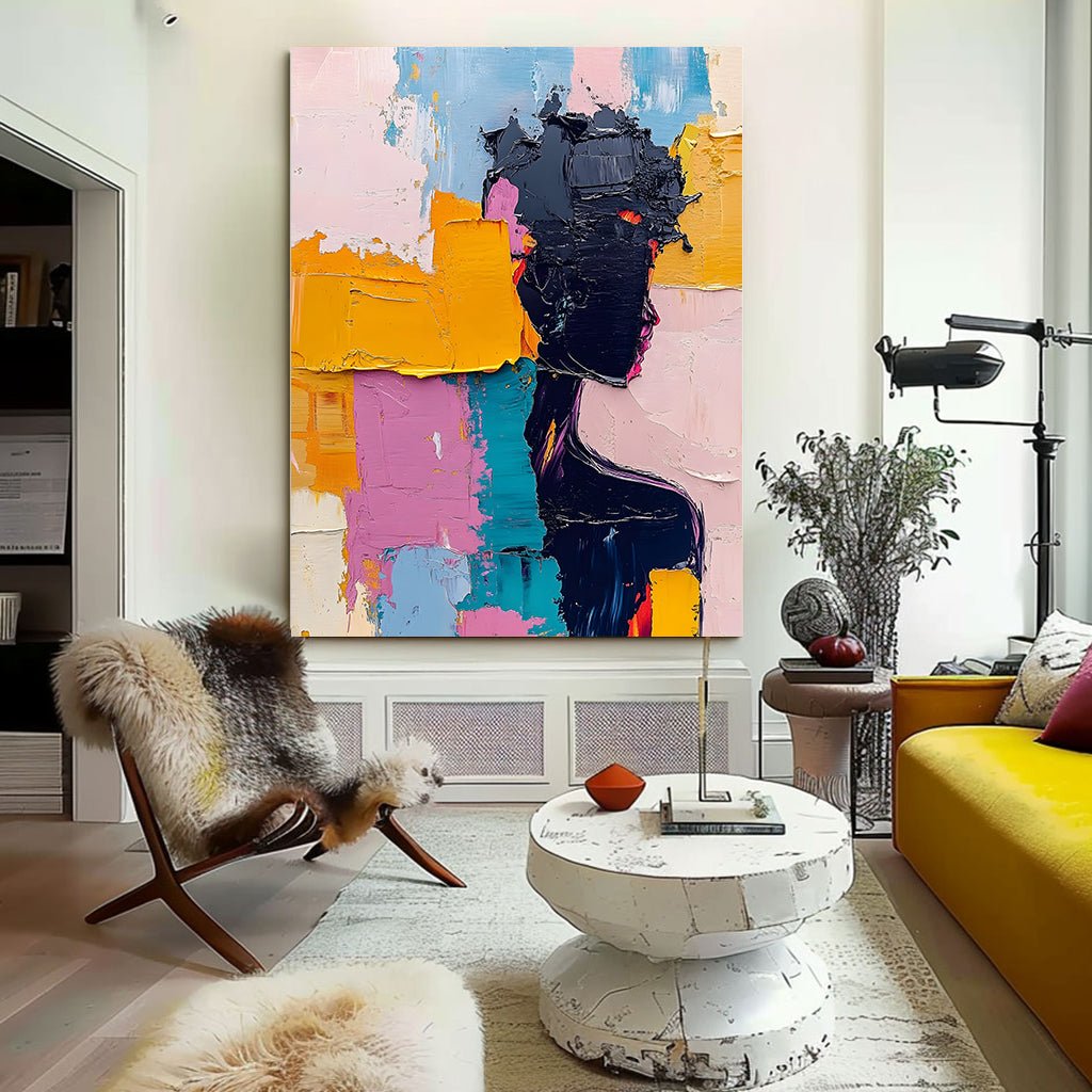 Vibrant Pink and Yellow Abstract Canvas | Colorful Wall Art #AA 453