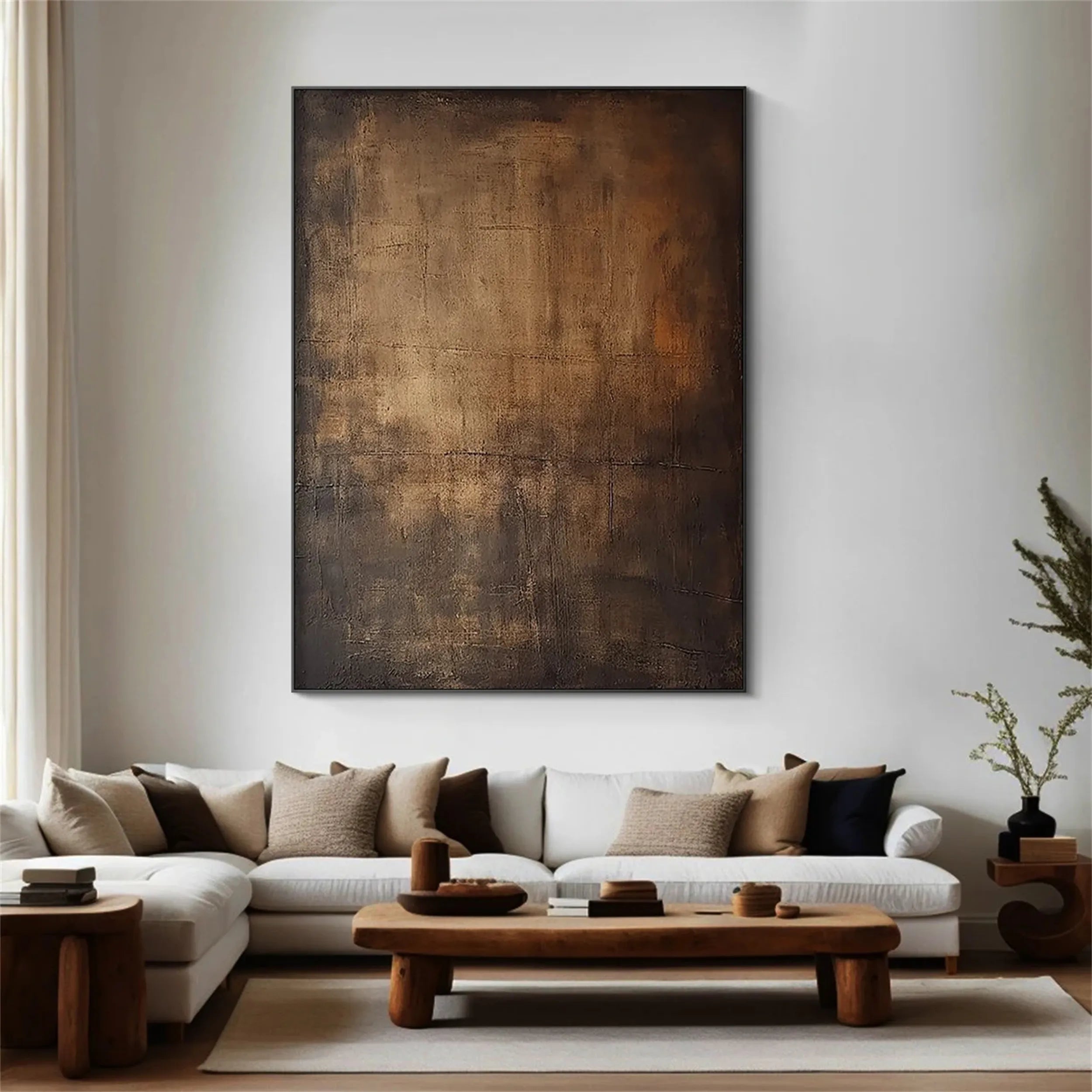 Minimalist Textured Dark Painting | Wabi-Sabi Abstract Wall Art