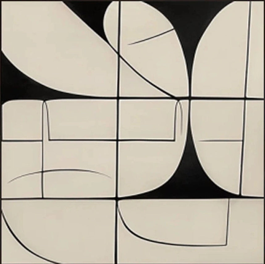 Black & White Line Art Painting | Textured Abstract Expressionism Canvas