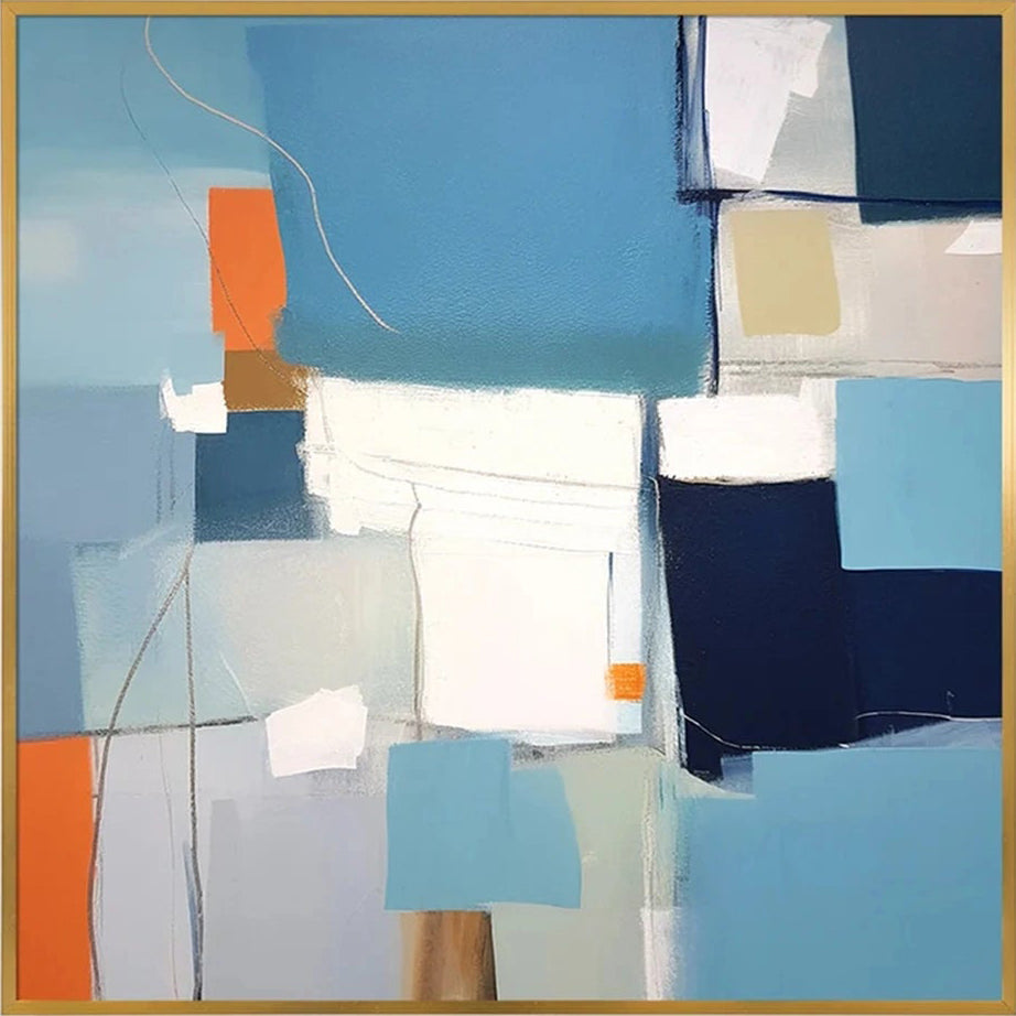 Contemporary Abstract Art | Blue Orange Neutral Tones