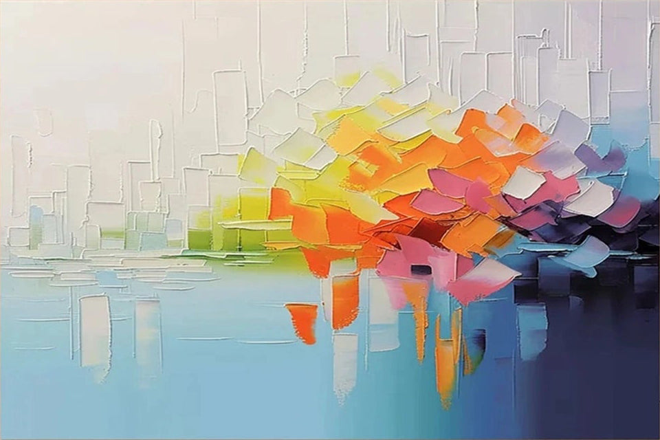 Colorful Abstract Canvas | Textured Reflection Art