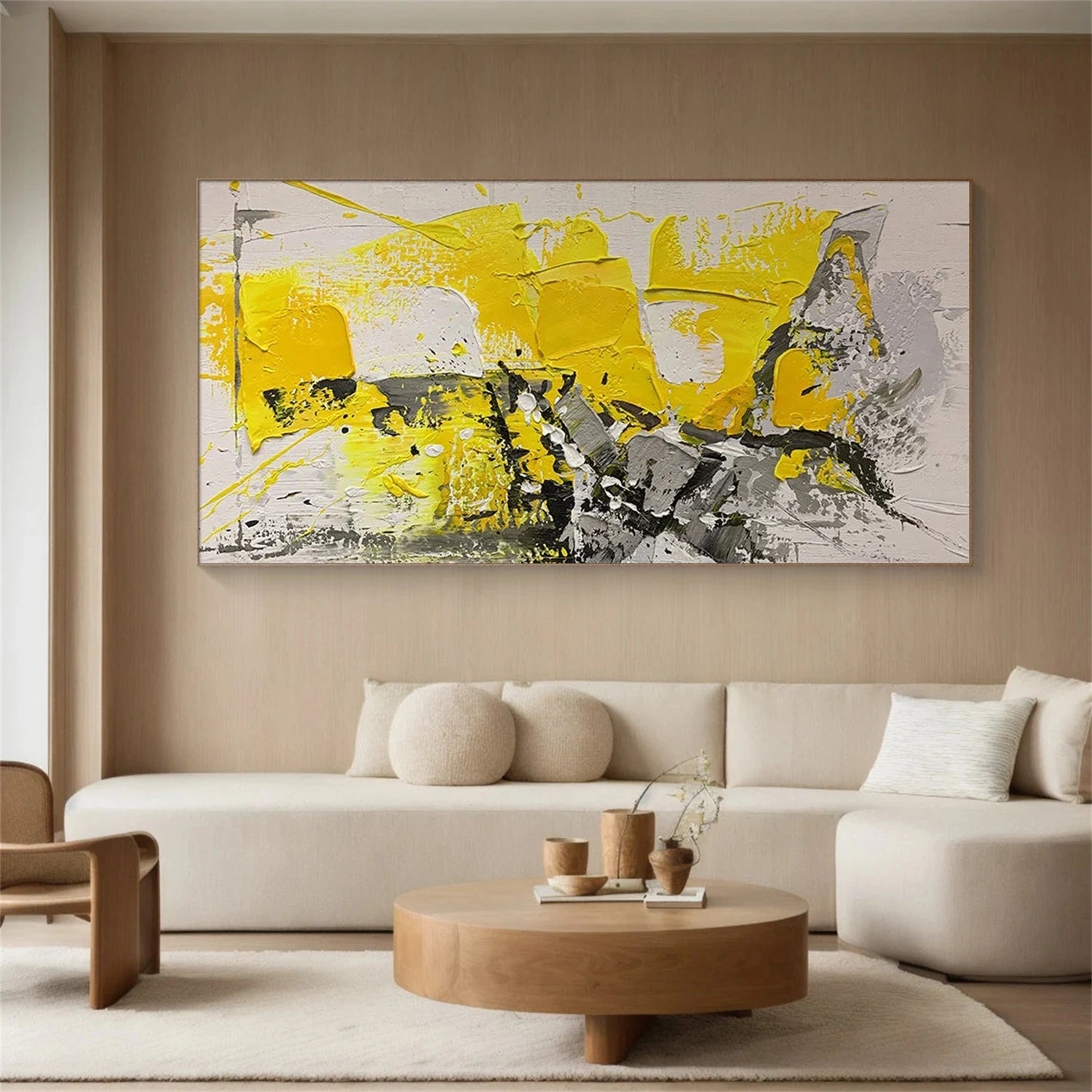 Hand-Painted Modern Black & White Abstract Art #TB 102
