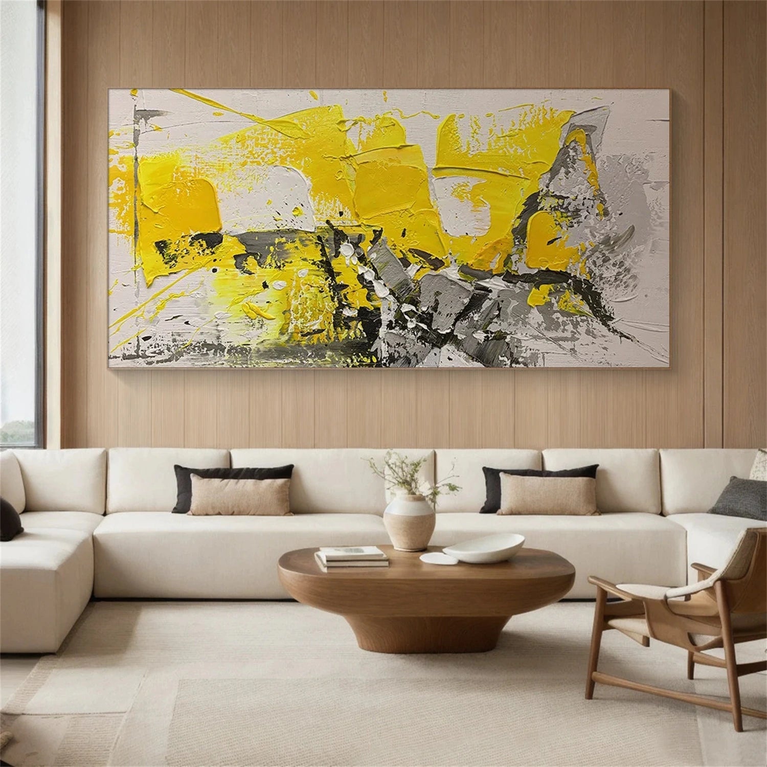 Hand-Painted Modern Black & White Abstract Art #TB 102