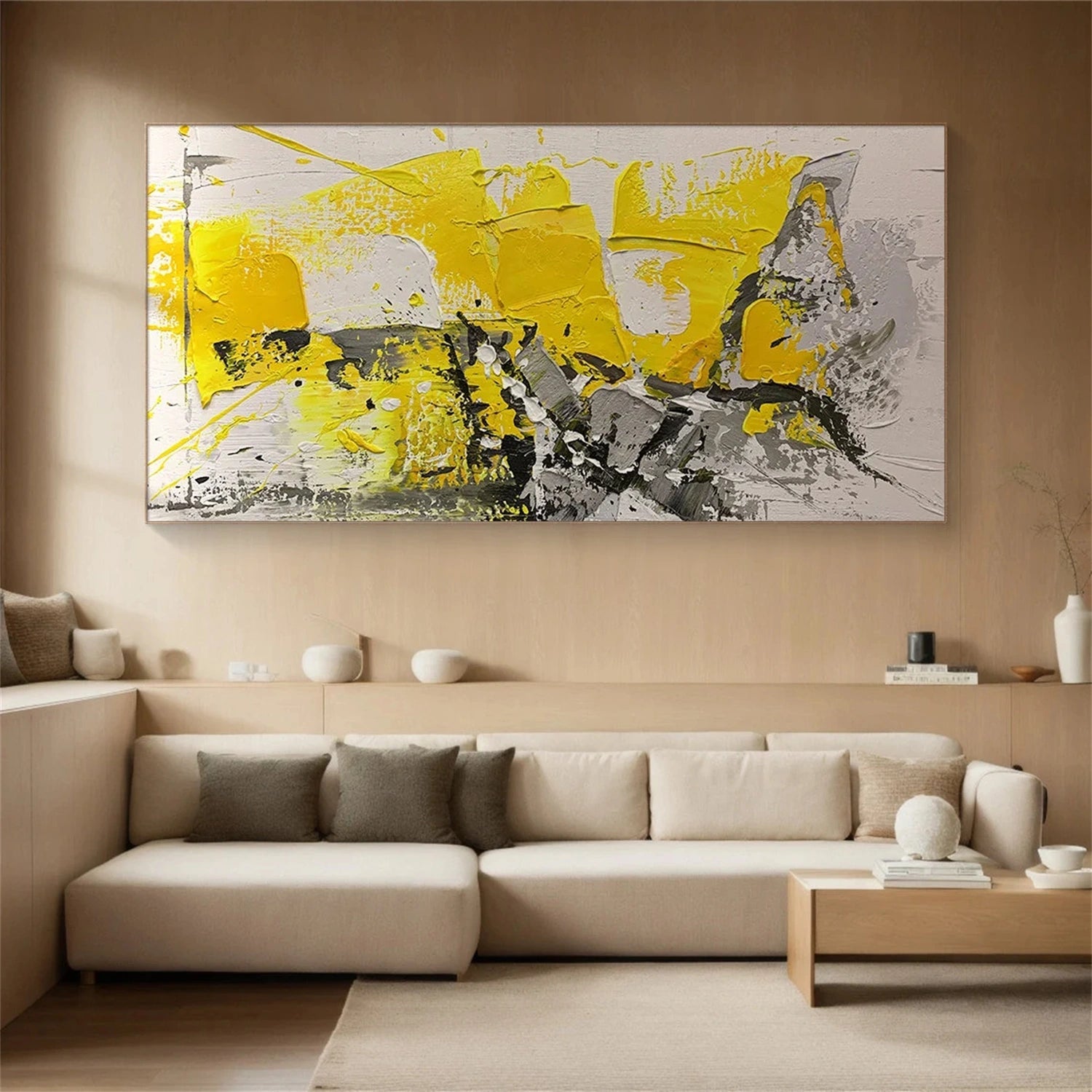 Hand-Painted Modern Black & White Abstract Art #TB 102