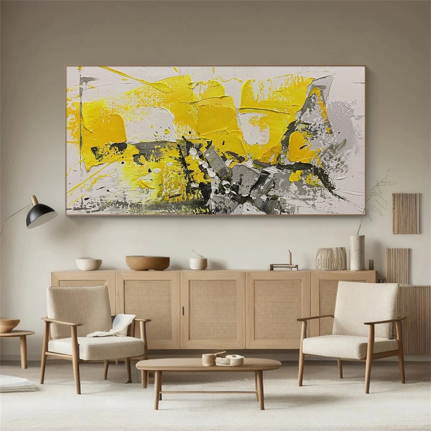 Hand-Painted Modern Black & White Abstract Art #TB 102