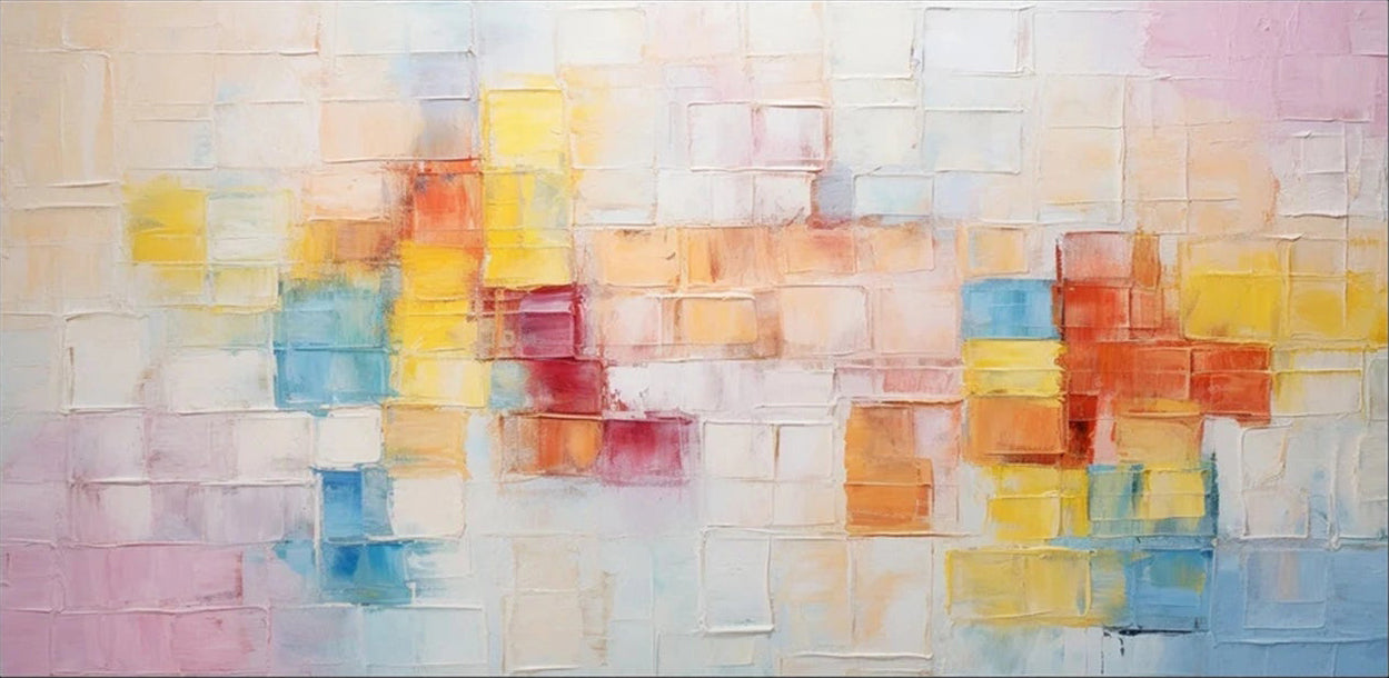 Original Soft Abstract | Square Pattern Wall Art
