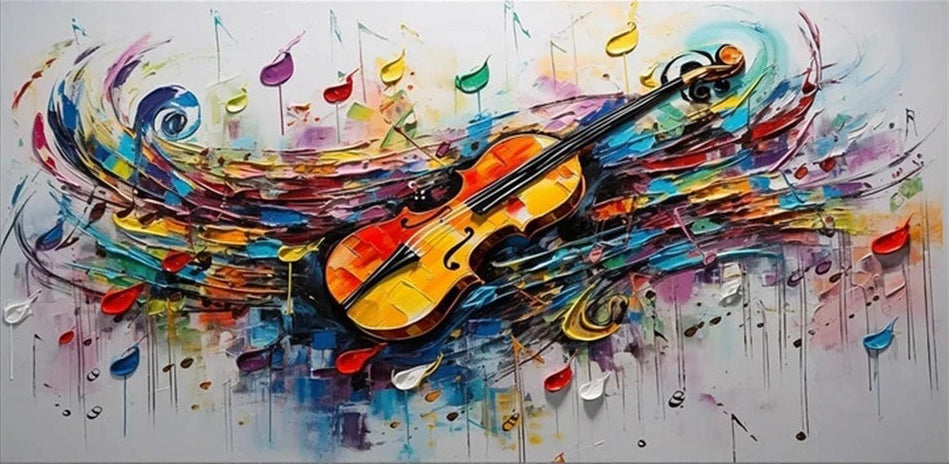 Textured Musical Instrument Art | Violin Oil Painting