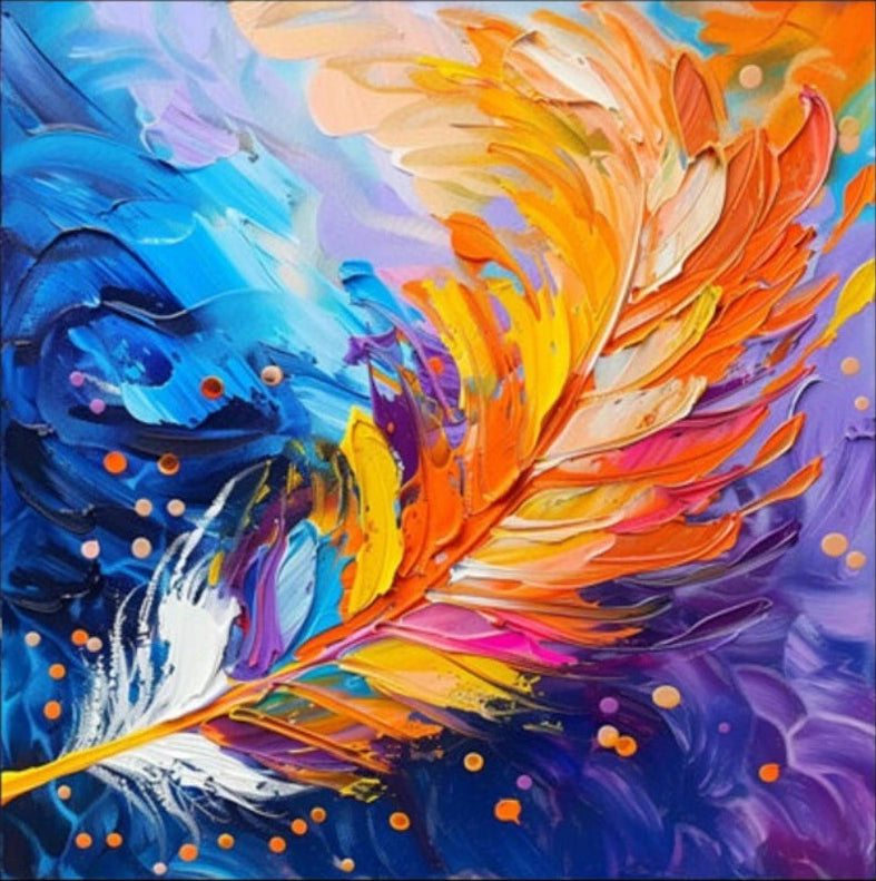 Textured Feather Canvas Art | Bold Colorful Design