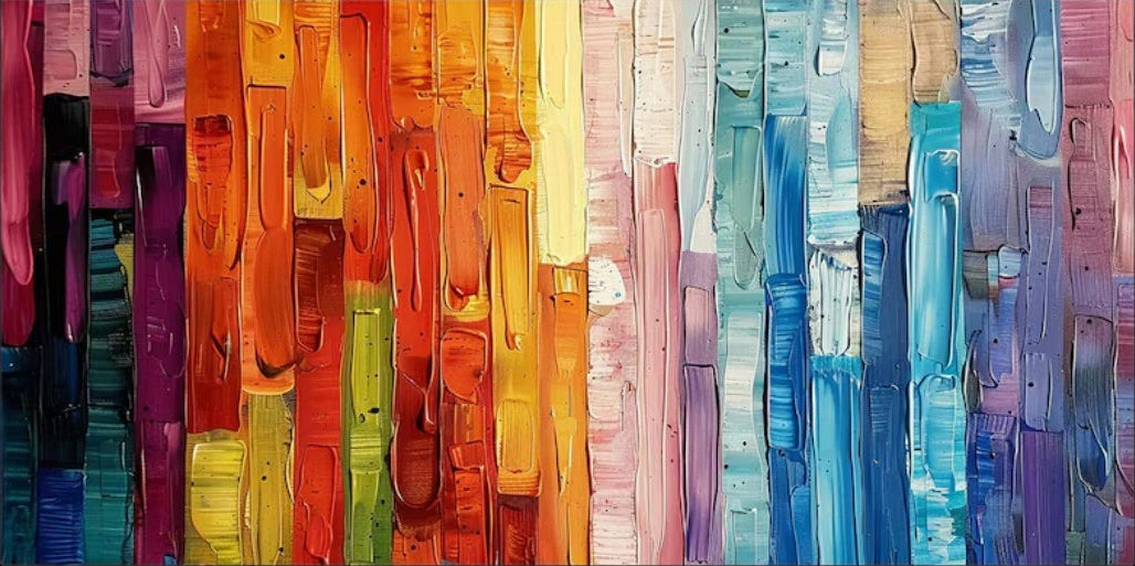 Textured Rainbow Oil Painting | Vertical Brushstrokes