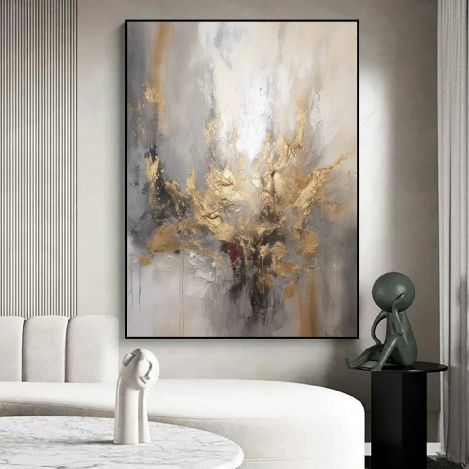 Large Golden Oil Painting. Grand Art for Collectors. #TB 117