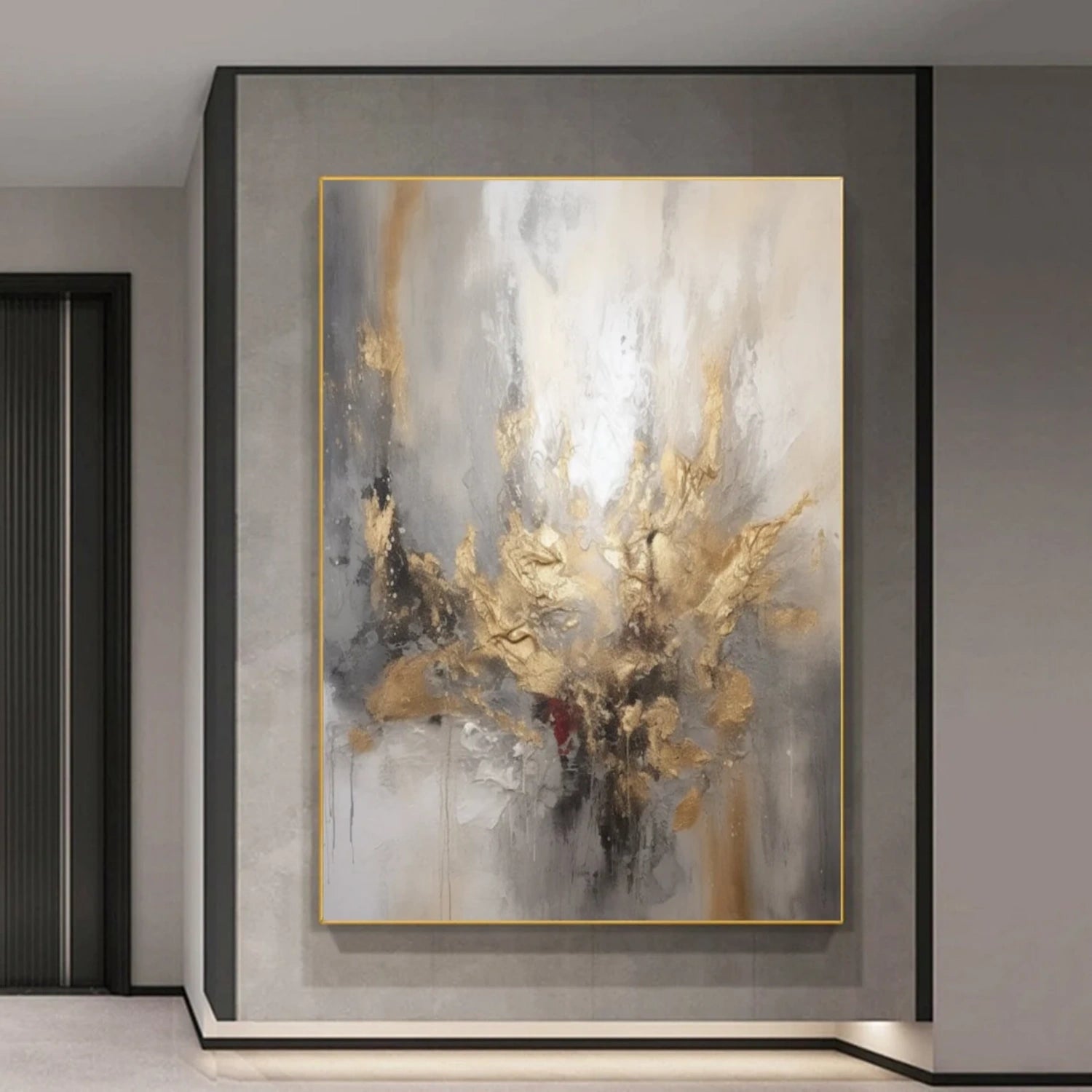 Large Golden Oil Painting. Grand Art for Collectors. #TB 117
