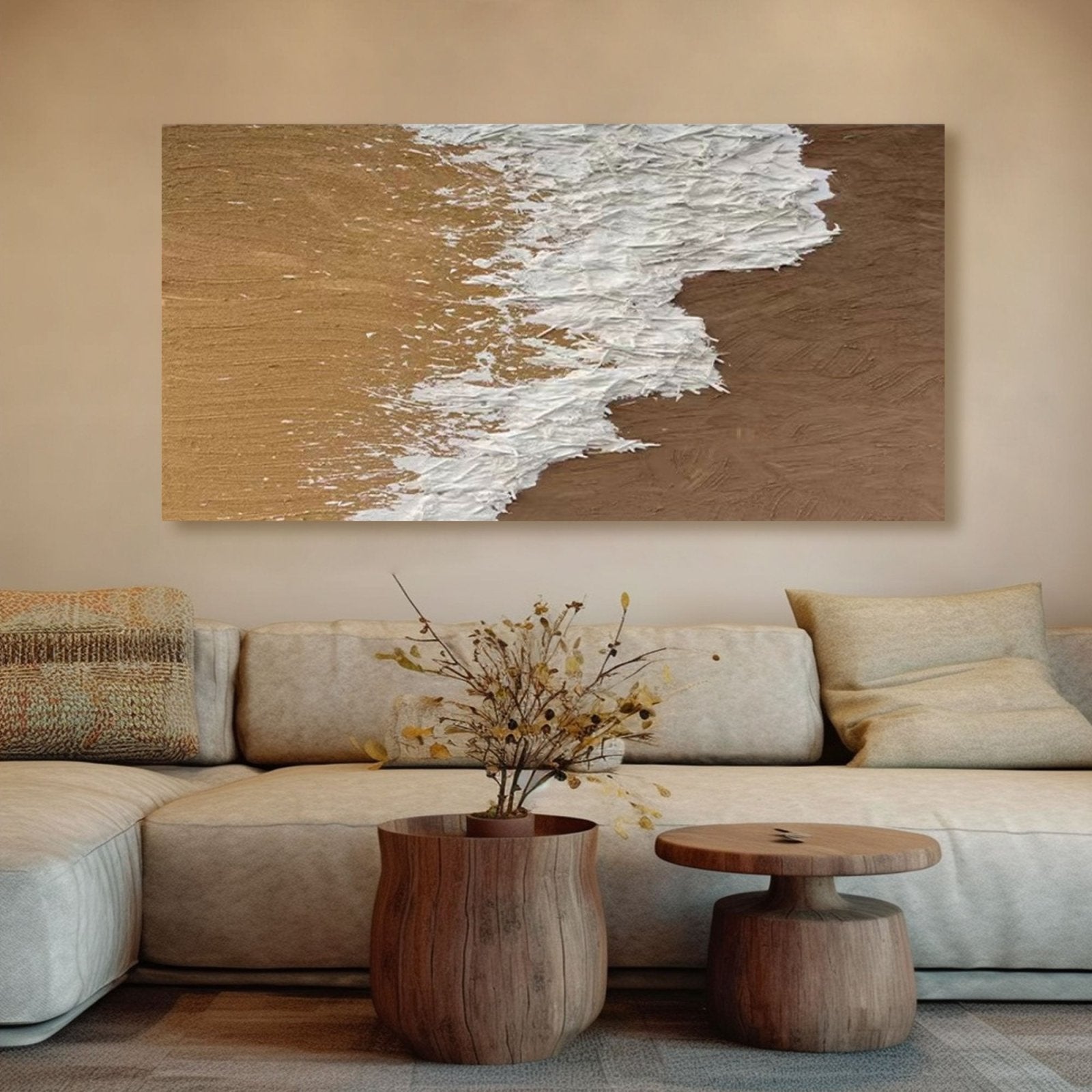 Coastal Textured Wall Decor | Abstract Sandy Beach Canvas Art